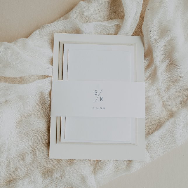 Cintas Para Invitaciones Boda de Monograma Azul de pizarra de Moda Boho (Subido por el creador)