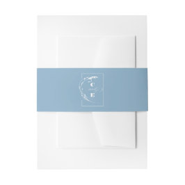 Cintas Para Invitaciones Boda de monograma azul turbio