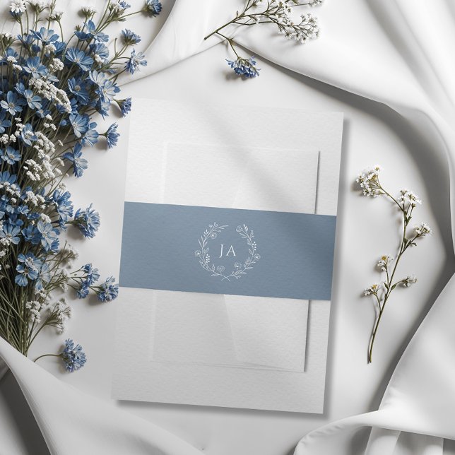 Cintas Para Invitaciones Boda de monograma azul turbio (Subido por el creador)