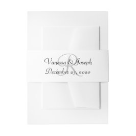 Cintas Para Invitaciones Boda de Monograma Blanco Negro Plata