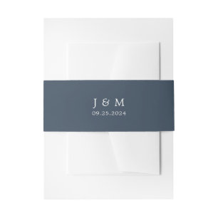 Cintas Para Invitaciones Boda de Monograma Clásico de Marina Formal Azul y