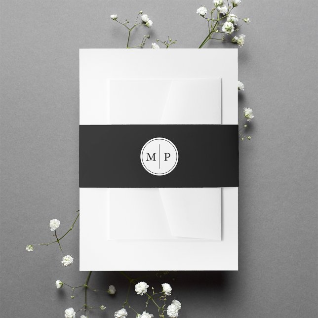 Cintas Para Invitaciones Boda de Monograma Clásico Negro y Blanco (Subido por el creador)