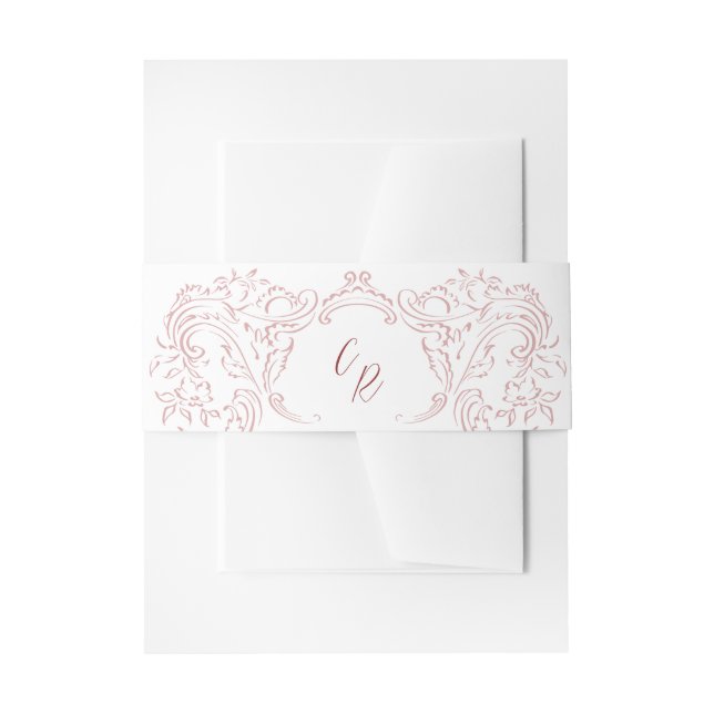Cintas Para Invitaciones Boda de Monograma con sabor a vinagre rosado (Anverso Ejemplo)