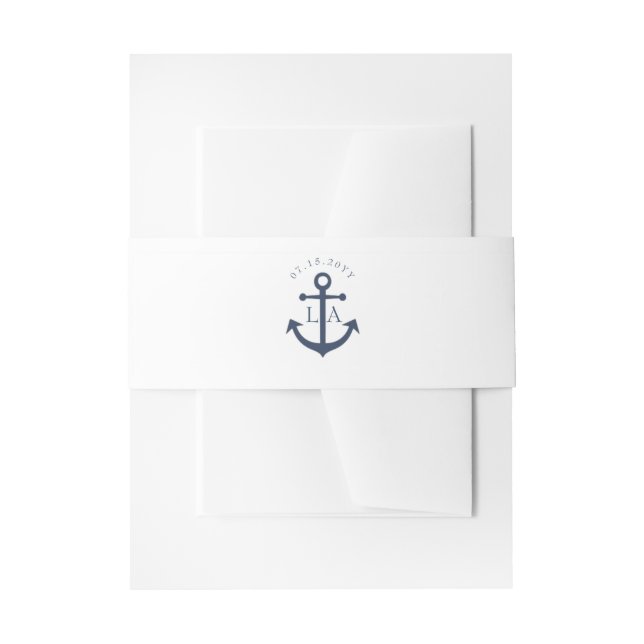 Cintas Para Invitaciones Boda de monograma de anclaje de la Marina Náutica (Anverso Ejemplo)