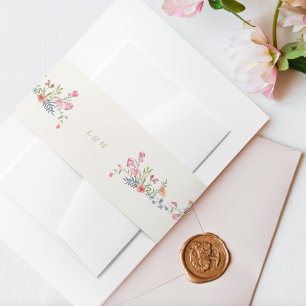 Cintas Para Invitaciones boda de monograma de brazos florales de primavera