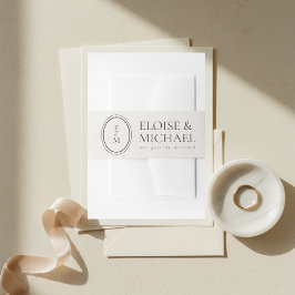 Cintas Para Invitaciones Boda de Monograma de Cresta Clásica de Marfil Simp