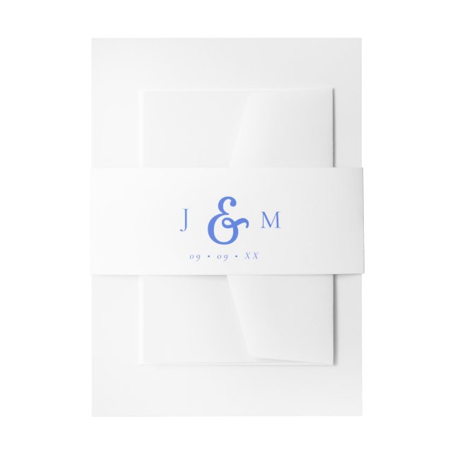 Cintas Para Invitaciones Boda de Monograma de Estados Unidos Azul francés (Anverso Ejemplo)