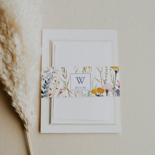 Cintas Para Invitaciones Boda de monograma de flor silvestre multicolor mod