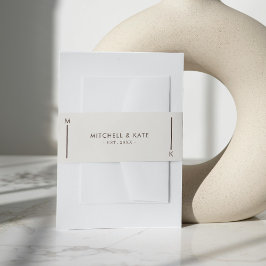 Cintas Para Invitaciones Boda de monograma de línea simple Beige Brown