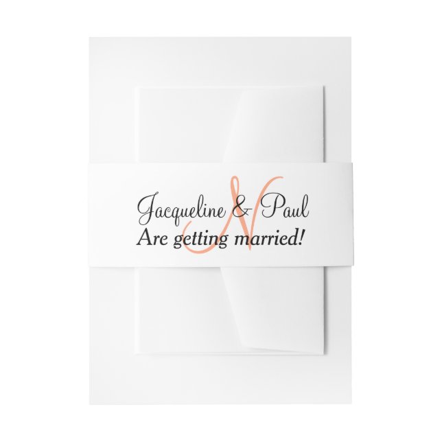 Cintas Para Invitaciones Boda de Monograma de Melón (Anverso Ejemplo)