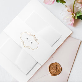 Cintas Para Invitaciones boda de monograma de oro clásico romántico