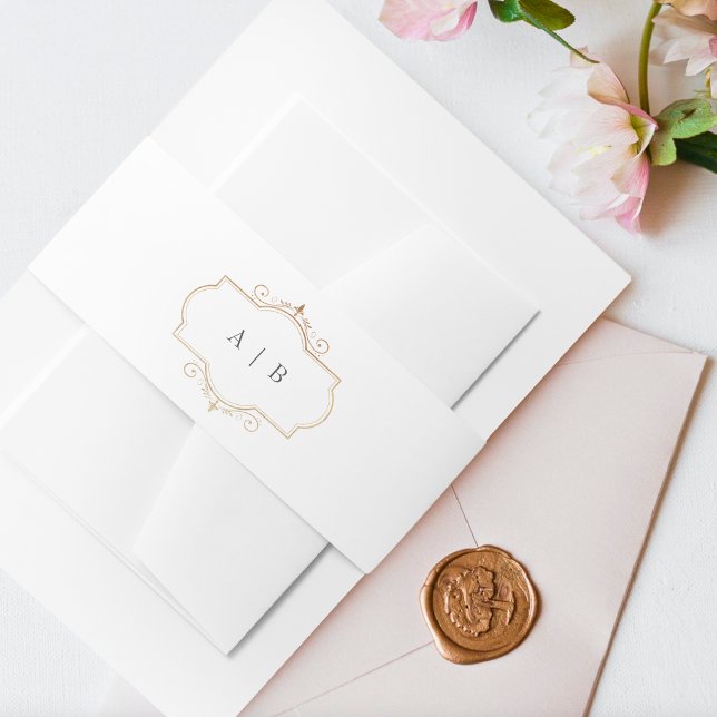Cintas Para Invitaciones boda de monograma de oro clásico romántico (Subido por el creador)