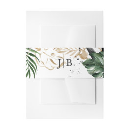 Cintas Para Invitaciones Boda de monograma de vegetación de verano glamoros