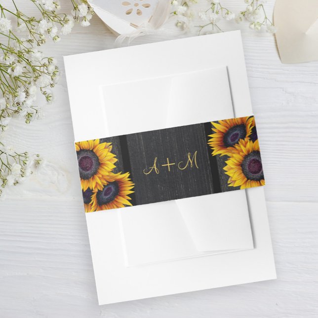 Cintas Para Invitaciones Boda de monograma elegante para girasoles rusos (Subido por el creador)
