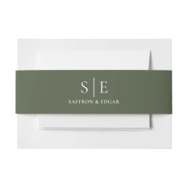 Cintas Para Invitaciones Boda de Monograma en Verde Oliva Elegante