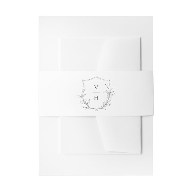 Cintas Para Invitaciones Boda de monograma escudo botánico de elegancia sim (Anverso Ejemplo)