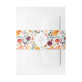 Cintas Para Invitaciones Boda de monograma floral otoño