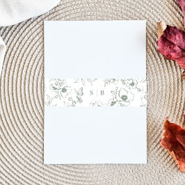 Cintas Para Invitaciones Boda de monograma floral verde salvia jardín