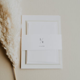 Cintas Para Invitaciones Boda de Monograma Gris Plateado de Moda Boho