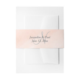 Cintas Para Invitaciones Boda de Monograma Gris Rosa Rubor