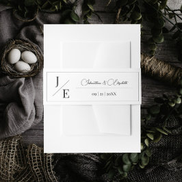Cintas Para Invitaciones Boda de monograma minimalista | Blanca