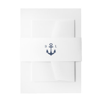 Cintas Para Invitaciones Boda de MONOGRAMA Náutico de color azul
