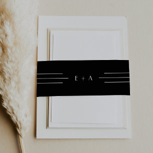 Cintas Para Invitaciones BODA de Monograma Negro de Art Decó TODO el Modern