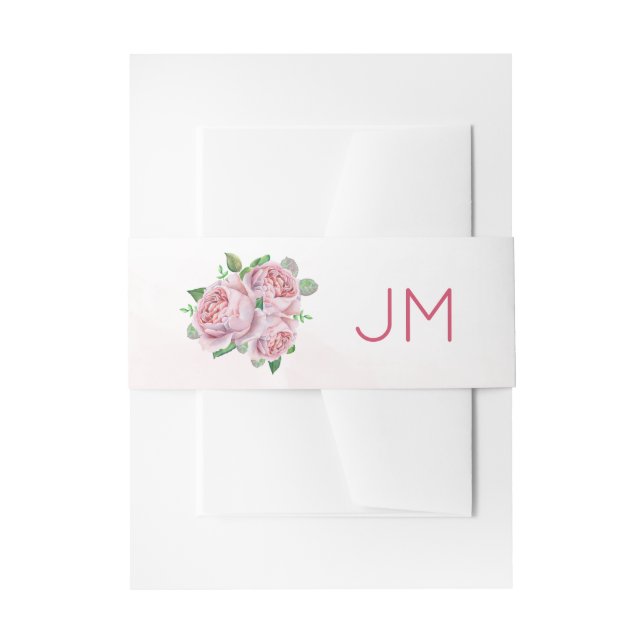 Cintas Para Invitaciones Boda de Monograma Rosa (Anverso Ejemplo)