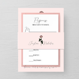 Cintas Para Invitaciones Boda de monograma rosa rosado minimalista