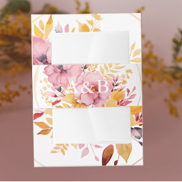 Cintas Para Invitaciones Boda de monograma rosa y amarillo dorado