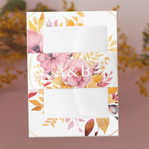 Cintas Para Invitaciones Boda de monograma rosa y amarillo dorado