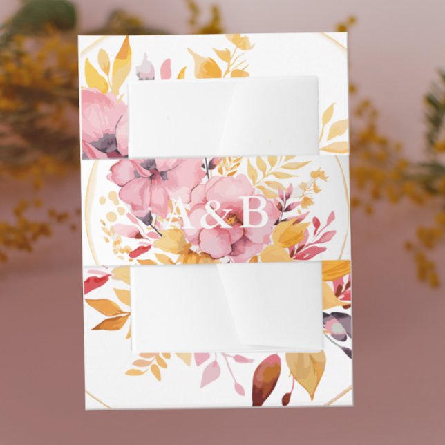 Cintas Para Invitaciones Boda de monograma rosa y amarillo dorado (Subido por el creador)