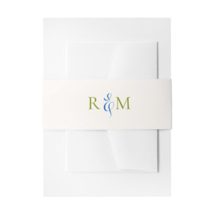 Cintas Para Invitaciones Boda de monograma simple azul verde brillante