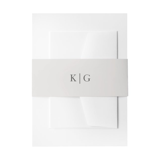 Cintas Para Invitaciones Boda de Monograma Simple Gris Claro (Anverso Ejemplo)