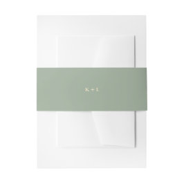 Cintas Para Invitaciones Boda de Monograma Simple Verde Sage Moderno