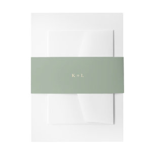 Cintas Para Invitaciones Boda de Monograma Simple Verde Sage Moderno