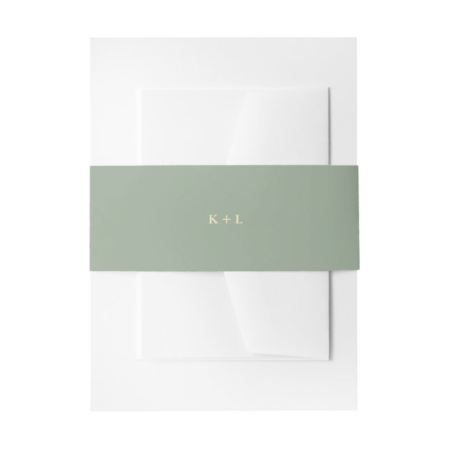 Cintas Para Invitaciones Boda de Monograma Simple Verde Sage Moderno (Anverso Ejemplo)