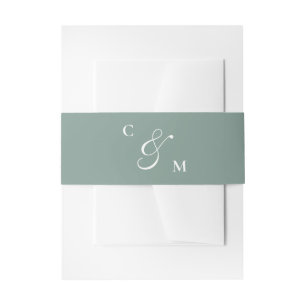 Cintas Para Invitaciones Boda de Monograma Verde Retro Sage