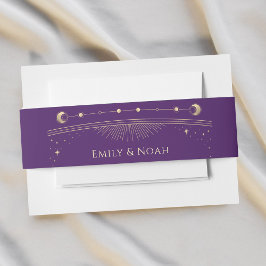Cintas Para Invitaciones Boda de Mystical Purple Gold Moon Stars