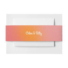 Cintas Para Invitaciones Boda de Naranja rosa de degradado retro moderno