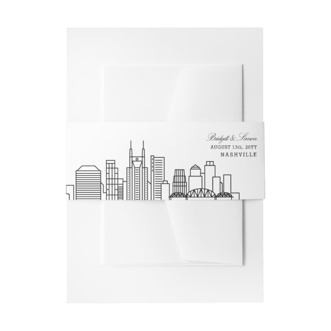 Cintas Para Invitaciones Boda de Nashville Skyline | (Anverso Ejemplo)