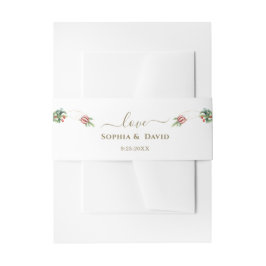 Cintas Para Invitaciones Boda de Navidades de Winter Poinsettia Pine Berry