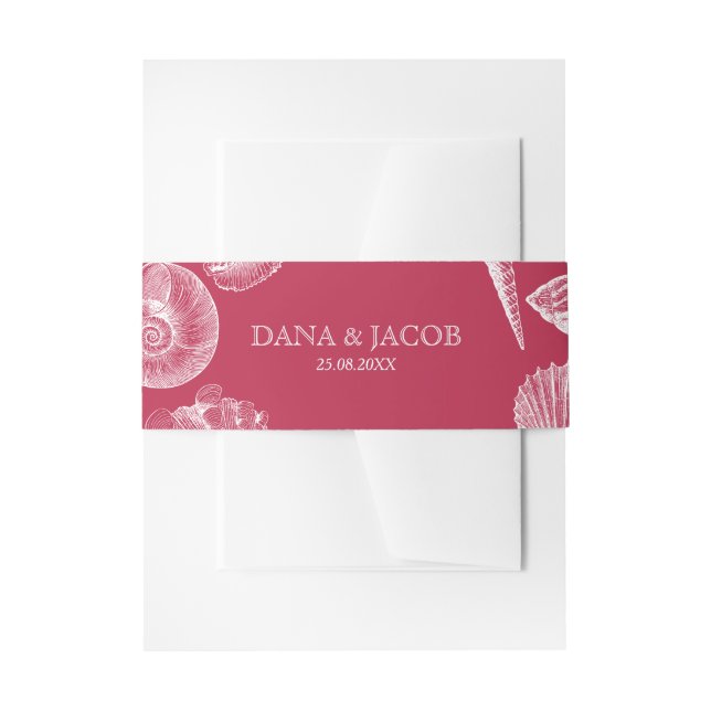 Cintas Para Invitaciones Boda de nombre personalizado Magenta Viva con conc (Anverso Ejemplo)