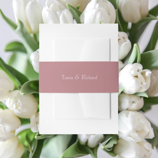 Cintas Para Invitaciones Boda de nombres con estilo simple y Rosa polvorien (In Situ Wedding)