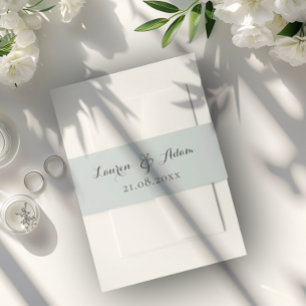 Cintas Para Invitaciones Boda de nombres de monograma azul turbio moderno