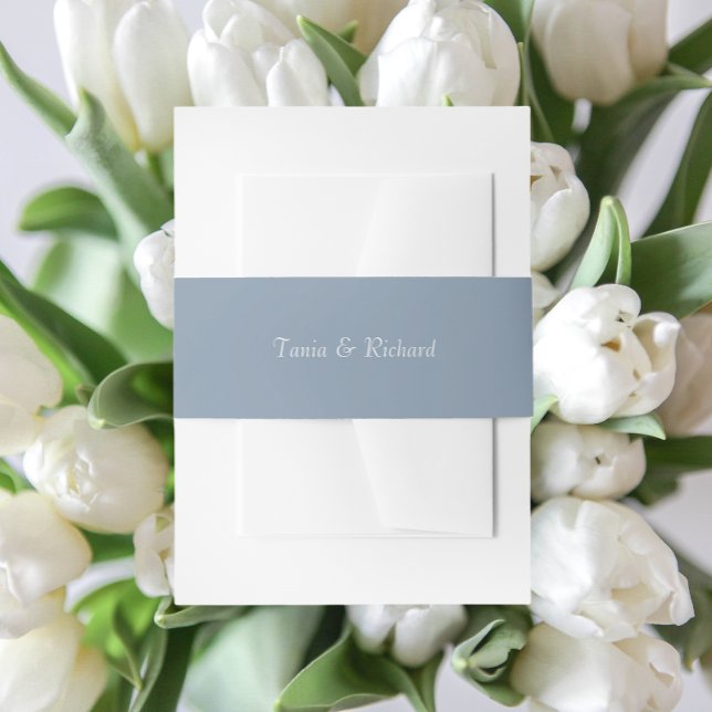 Cintas Para Invitaciones Boda de nombres Dusty Blue Simple con estilo (In Situ Wedding)