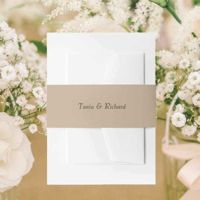 Cintas Para Invitaciones Boda de nombres simple y estilizado de Khaki (In Situ Wedding)