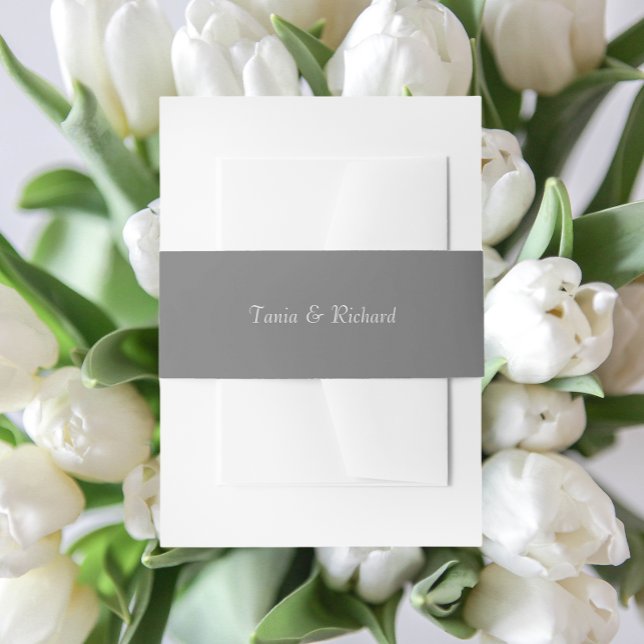 Cintas Para Invitaciones Boda de nombres simple y gris oscuro con estilo (In Situ Wedding)