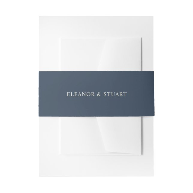 Cintas Para Invitaciones Boda de nombres simples azul marino (Anverso Ejemplo)