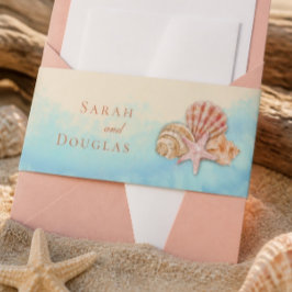 Cintas Para Invitaciones Boda de Olas del Océano Azul Romántico y Conchas M